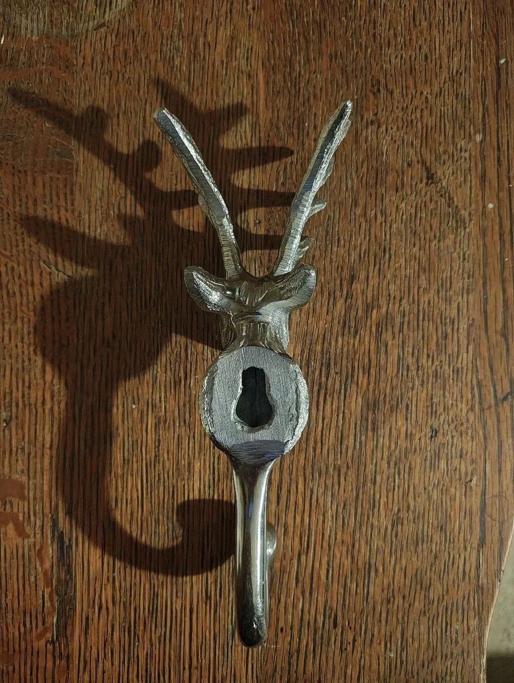 Antler Deer Wall Hook in Antique Silver Finish